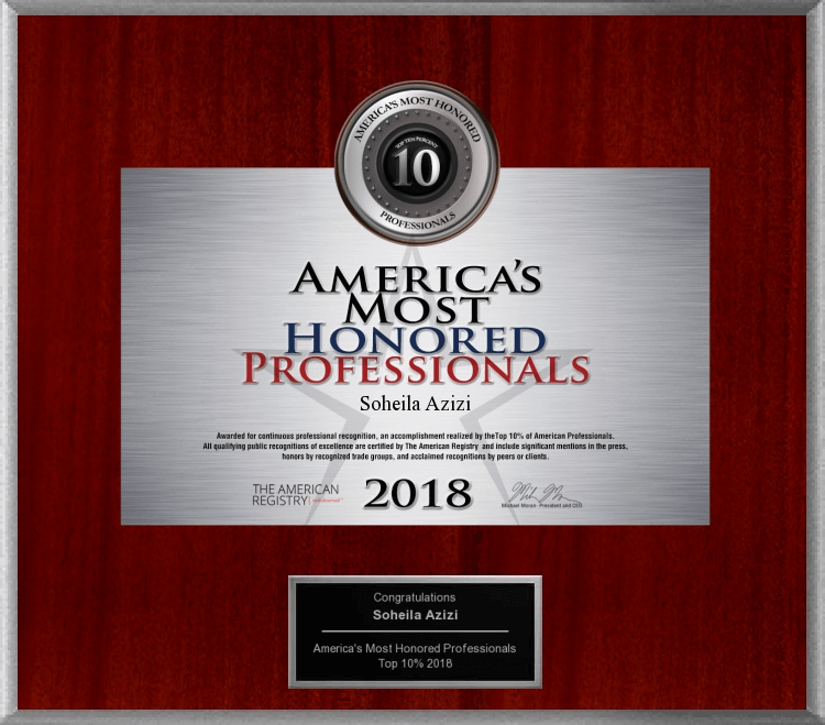 America's Most Honored Professionals | Top 10 Percent | Soheila Azizi | The American Registry | 2018